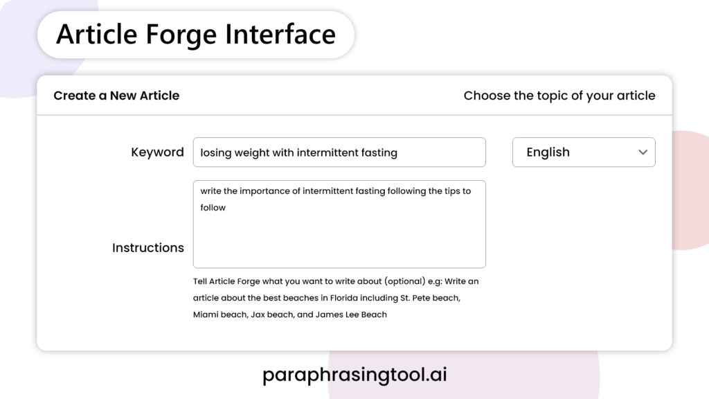 Article Forge interface